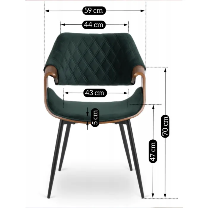 MEBEL ELITE Стілець DAKOTA в зеленому/горіховому велюрі фото №11