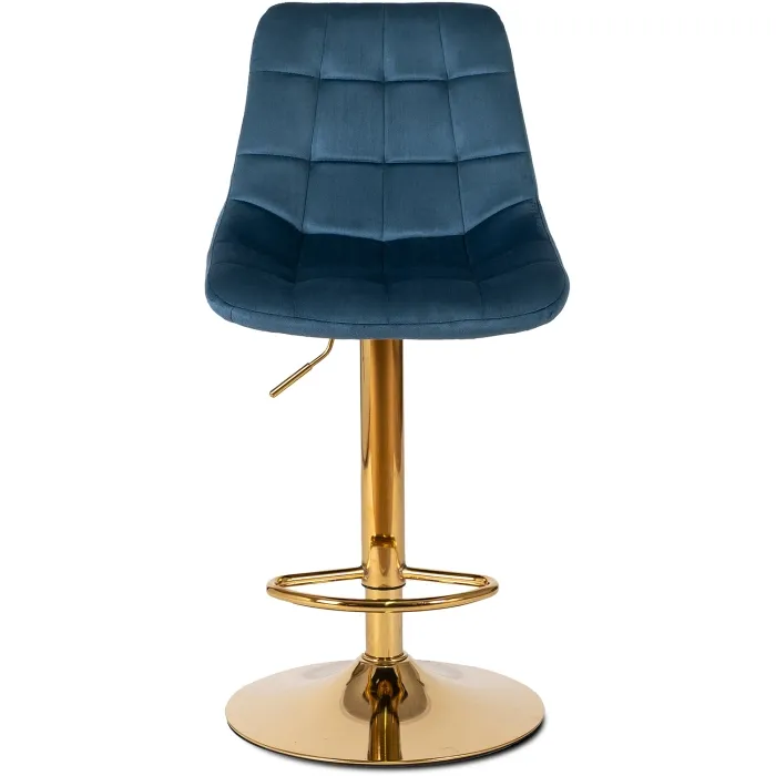 Барный стул бархатный MEBEL ELITE ARCOS Velvet, синий/золотой фото №7