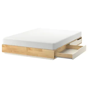 IKEA MANDAL МЭНДАЛЬ, каркас кровати с ящиками, берёза/белый, 160x202 см 902.804.83 фото
