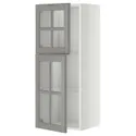 IKEA METOD МЕТОД, настінна шафа, полиці / 2 склх дверц, білий / сірий Бодбін, 40x100 см 893.949.61 фото thumb №1