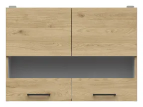BRW Двухдверный кухонный шкаф Junona Line 80 см с витриной дуб бернштейн, дуб бернштейн G2W/80/57-DBT фото