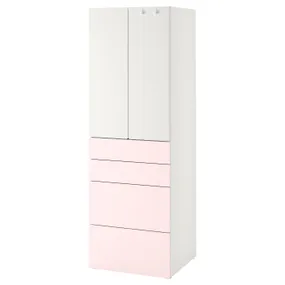 IKEA SMÅSTAD СМОСТАД / PLATSA ПЛАТСА, гардероб, білий блідо-рожевий/з 4 шухлядами, 60x42x181 см 694.263.69 фото
