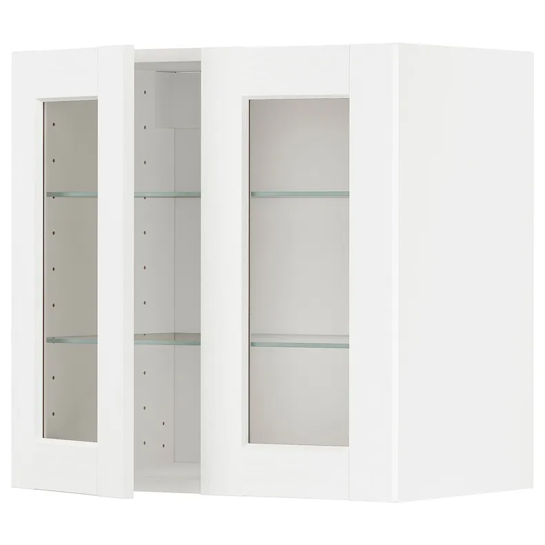 IKEA METOD МЕТОД, настінна шафа, полиці / 2 склх дверц, білий Енкопінг / білий імітація дерева, 60x60 см 694.734.74 фото №1