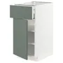 IKEA METOD МЕТОД / MAXIMERA МАКСИМЕРА, напольный шкаф с ящиком / дверцей, белый / бодарский серо-зеленый, 40x60 см 494.550.27 фото