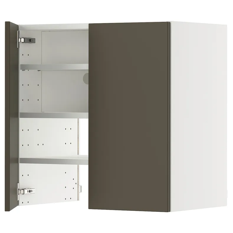 IKEA METOD МЕТОД, навесной шкаф д/вытяжки/полка/дверь, белый/гавсторпский коричневый/бежевый, 60x60 см 395.587.66 фото №1