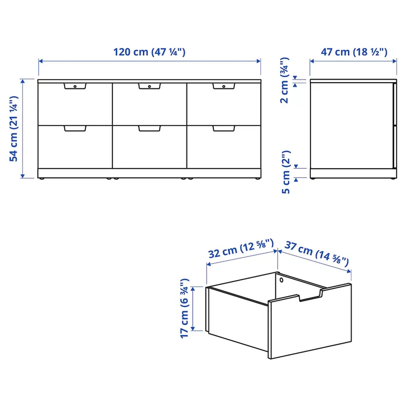 IKEA NORDLI НОРДЛИ, комод с 6 ящиками, белый, 120x54 см 292.394.97 фото №6