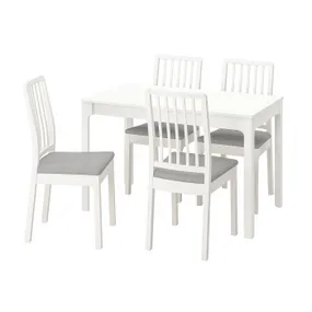 IKEA EKEDALEN ЕКЕДАЛЕН / EKEDALEN ЕКЕДАЛЕН, стіл+4 стільці, білий білий/ОРРСТА світло-сірий, 80/120 см 994.829.62 фото