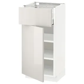 IKEA METOD МЕТОД / MAXIMERA МАКСИМЕРА, напольный шкаф с ящиком / дверцей, белый / светло-серый, 40x37 см 494.578.80 фото