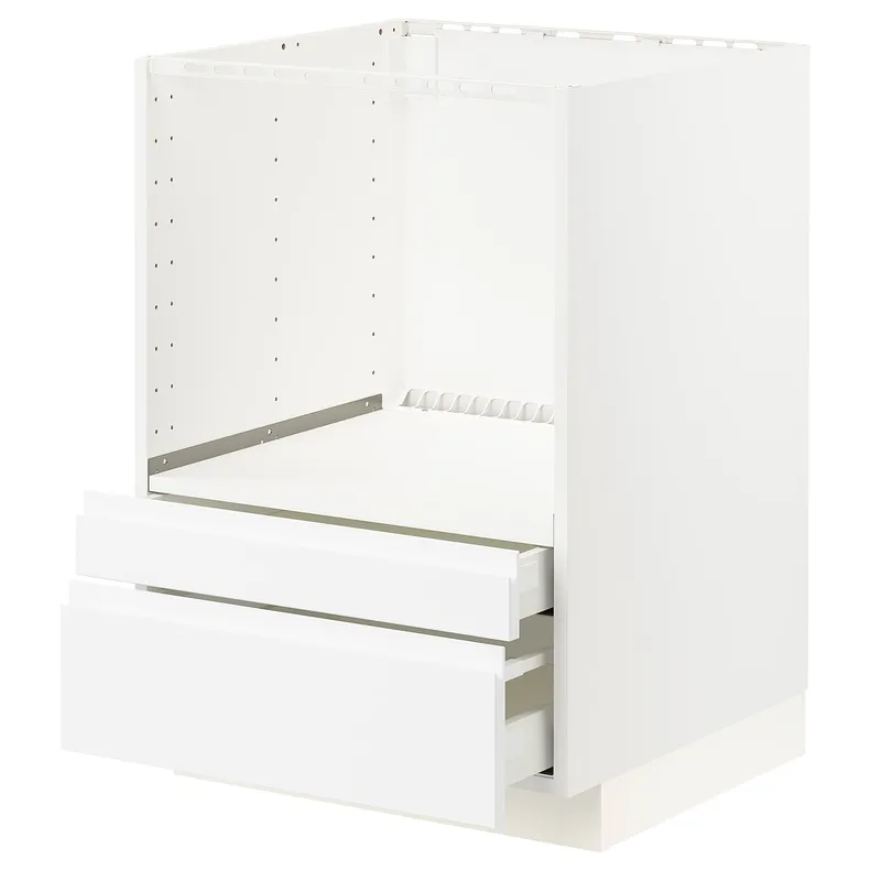IKEA METOD МЕТОД / MAXIMERA МАКСІМЕРА, шафа для комб мікрохв печі / шухляди, білий / Voxtorp матовий білий, 60x60 см 691.127.88 фото №1