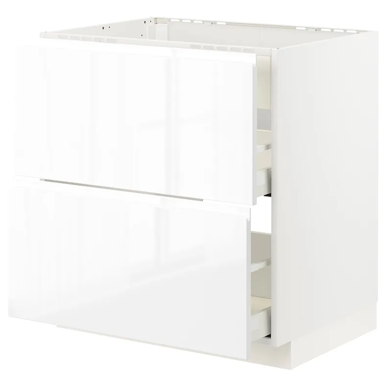 IKEA METOD МЕТОД / MAXIMERA МАКСИМЕРА, напол шкаф д / варочн панели / вытяжка, белый / Воксторп глянцевый / белый, 80x60 см 093.356.59 фото №1