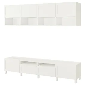 IKEA BESTÅ БЕСТО, шкаф для ТВ, комбинация, белый / Ханвикен / Стуббарп белый, 240x42x230 см 094.119.69 фото