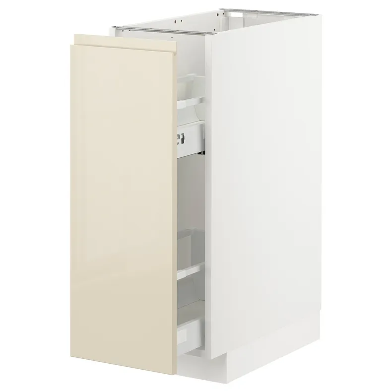 IKEA METOD МЕТОД, підлог шафа / висувна внутрішн секція, білий / Voxtorp високий глянець світло-бежевий, 30x60 см 393.005.40 фото №1