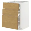 IKEA METOD МЕТОД / MAXIMERA МАКСИМЕРА, напольный шкаф с выдвиж панелью / 3ящ, белый / Воксторп имит. дуб, 60x60 см 595.380.89 фото thumb №1
