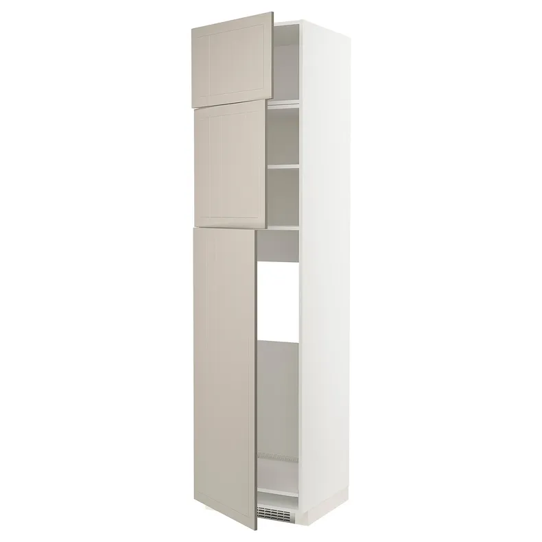 IKEA METOD МЕТОД, висока шафа для холодиль, 3 дверцят, білий / стенсундський бежевий, 60x60x240 см 594.631.64 фото №1