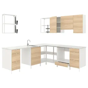 IKEA ENHET ЭНХЕТ, угловая кухня, белый / имит. дуб 793.380.27 фото
