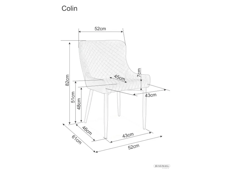 Кухонный стул SIGNAL COLIN B Velvet, Bluvel 28 - бежевый фото №12