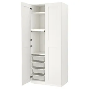IKEA PAX ПАКС / GRIMO ГРІМО, гардероб, комбінація, білий/білий, 100x60x236 см 794.780.94 фото