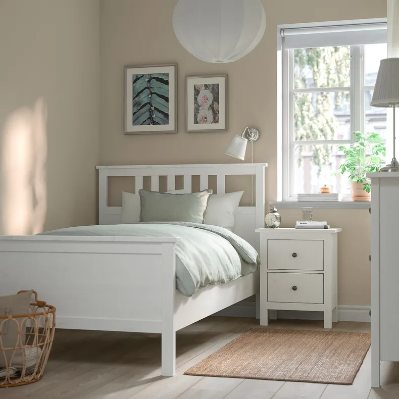 IKEA HEMNES ХЕМНЭС, каркас кровати с матрасом, Белая морилка / валевая древесина, 120x200 см 995.419.66 фото №3