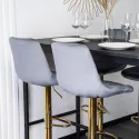 Барний стілець оксамитовий MEBEL ELITE ARCOS Velvet, сірий / золотий фото thumb №4