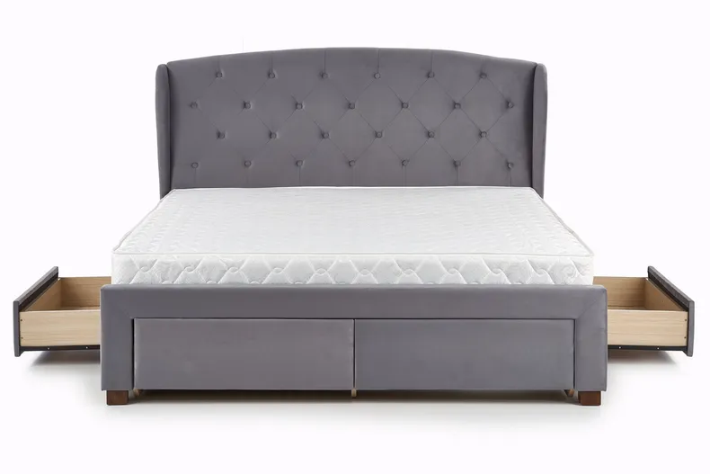 Двуспальная кровать с ящиками HALMAR SABRINA 160x200 см серый фото №11
