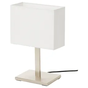 IKEA TOMELILLA ТОМЕЛІЛЛА, настільна лампа, нікельований / білий, 36 см 804.504.14 фото
