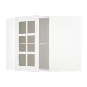IKEA METOD МЕТОД, кутова настін шафа, полиці / скл двер, білий / стенсундський білий, 68x60 см 094.092.02 фото