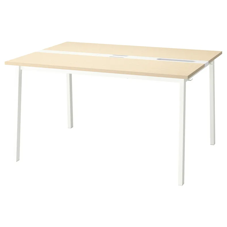 IKEA MITTZON МІТТЗОН, стіл для конференцій, береза okl / біла, 140x108x75 см 095.333.86 фото №1