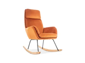 Кресло-качалка бархатное SIGNAL HOOVER Velvet, оранжевый фото