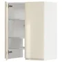 IKEA METOD МЕТОД, настінн шаф д / витяжки з полиц / дверц, білий / Voxtorp високий глянець світло-бежевий, 60x80 см 295.045.47 фото