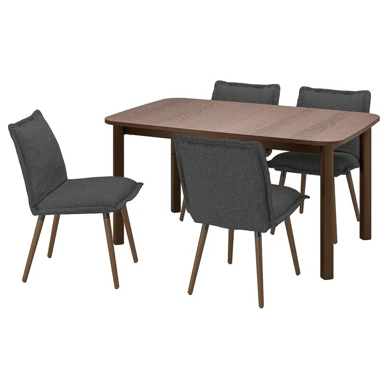 IKEA STRANDTORP СТРАНДТОРП / KLINTEN КЛИНТЕН, стол и 4 стула, коричневый / киландский темно-серый, 150 / 205 / 260x95 см 995.058.93 фото №1