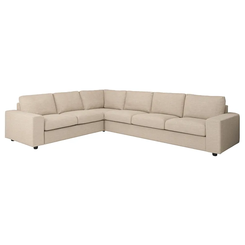 IKEA VIMLE ВИМЛЕ, 5-местный угловой диван, с широкими подлокотниками/Хилларед бежевый 294.367.18 фото №1