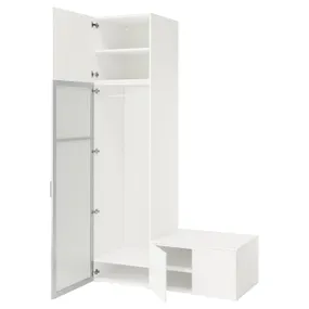 IKEA PLATSA, шкаф с 4 дверцами, белый STRAUMEN зеркальное стекло/FONNES белый, 140x57x241 см 495.858.87 фото