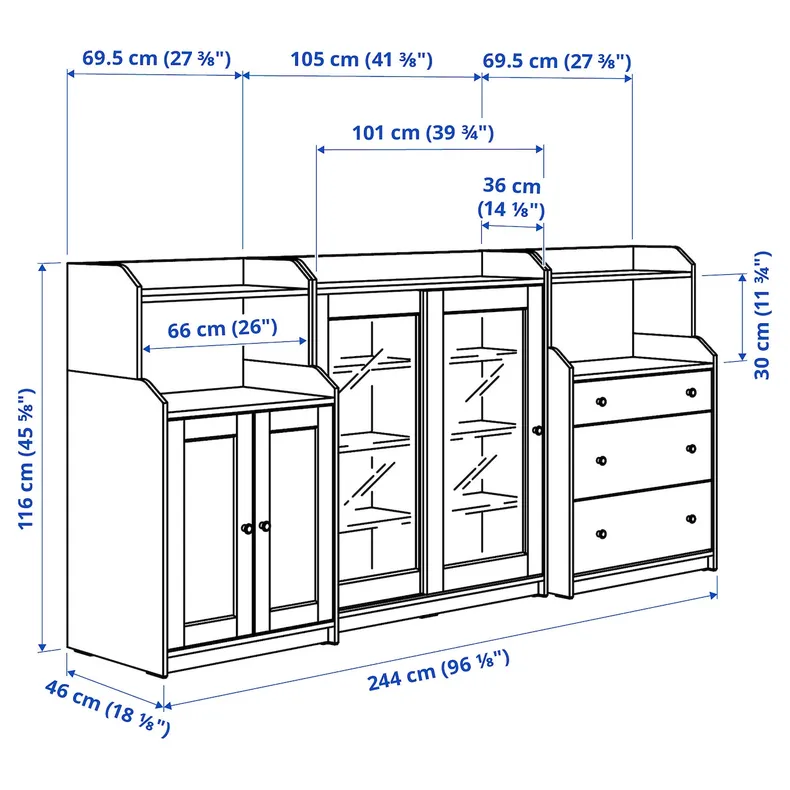 IKEA HAUGA ХАУГА, шафа, білий, 244x46x116 см 293.886.42 фото №6