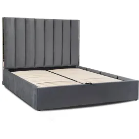 Ліжко двоспальне оксамитове MEBEL ELITE EMILIO Velvet, 160x200 см, Сірий фото