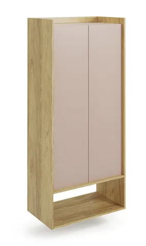 Книжный шкаф HALMAR MOBIUS 2D 78x41 см, корпус : натуральный гикори, фасады - античный розовый фото
