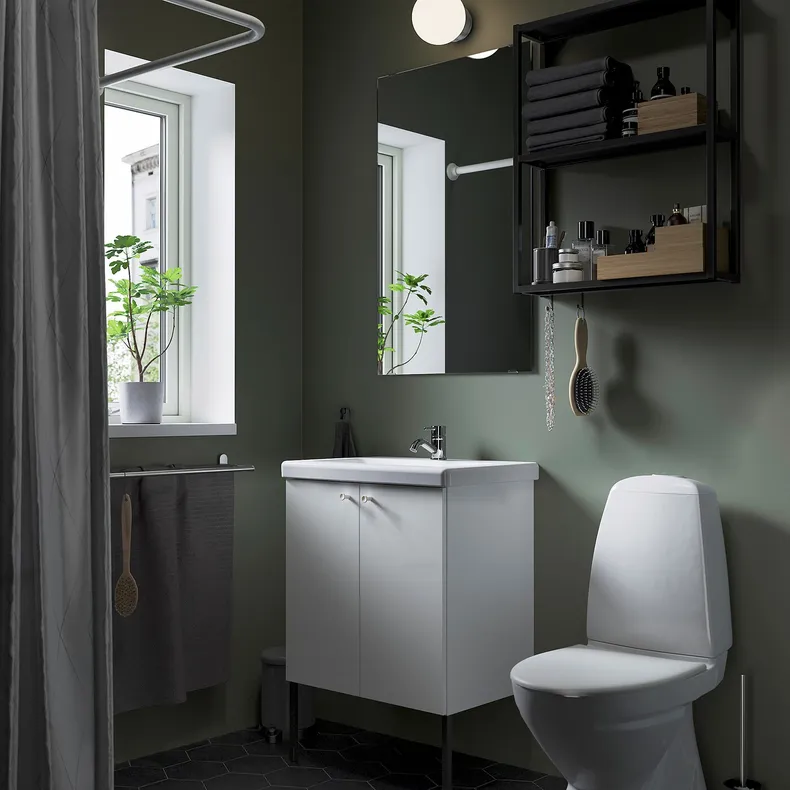 IKEA ENHET ЭНХЕТ, ванная, антрацит / белый, 64x43x87 см 795.477.71 фото №3