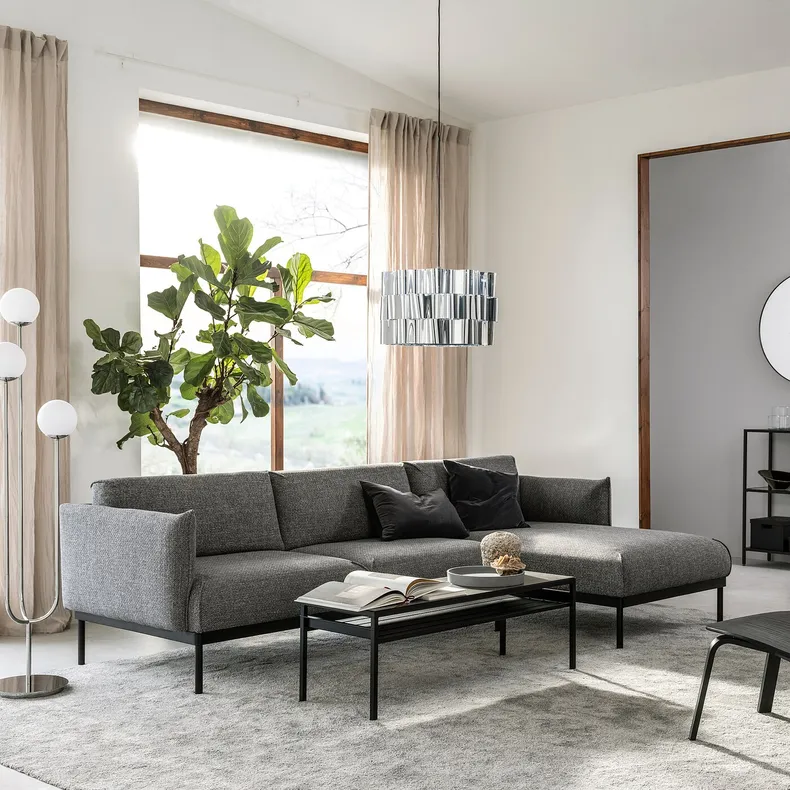 IKEA ÄPPLARYD ЕППЛАРЮД, 3-місний диван із кушеткою, ЛЕЙДЕ сірий / чорний 694.180.67 фото №3