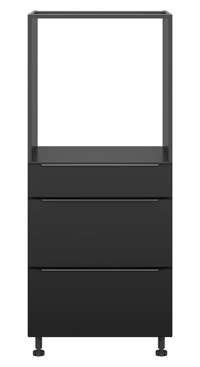 BRW Кухонный шкаф для духовки Sole L6 60 см с ящиками черный матовый, черный/черный матовый FM_DPS_60/143_2SMB/SMB-CA/CAM фото №1