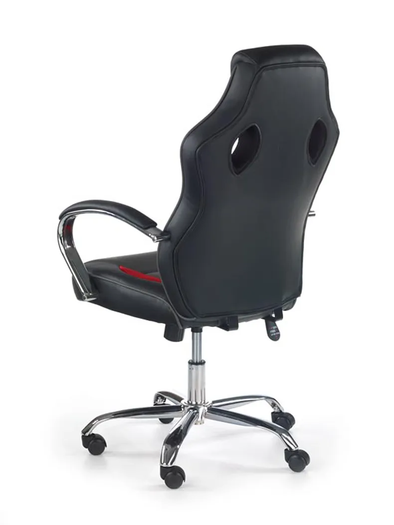 Кресло компьютерное офисное вращающееся HALMAR SCROLL черный/красный/серый, экокожа фото №2