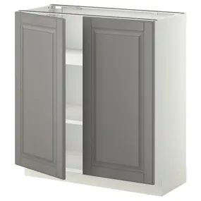 IKEA METOD МЕТОД, підлогова шафа з полицями / 2 дверцят, білий / сірий Бодбін, 80x37 см 494.623.77 фото