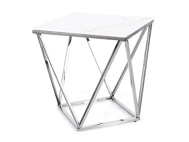 Журнальний столик SIGNAL SILVER B II, білий / сталь, 50x50 фото №1