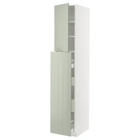 IKEA METOD МЕТОД / MAXIMERA МАКСИМЕРА, высокий шкаф / выдв секц / 4ящ / 1дв / 2плк, белый / светло-зеленый, 40x60x220 см 194.872.23 фото