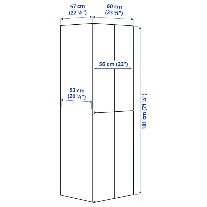 IKEA SMÅSTAD СМОСТАД / PLATSA ПЛАТСА, гардероб, белый с 2 вешалками для одежды, 60x57x181 см 994.282.77 фото №13