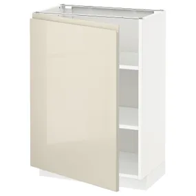 IKEA METOD МЕТОД, напольный шкаф с полками, белый / светло-бежевый глянцевый Voxtorp, 60x37 см 194.637.50 фото