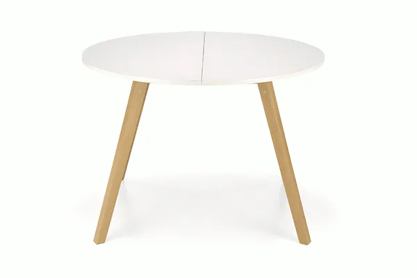 Кухонний стіл HALMAR RUBEN 102-142x102 см білий, дуб медовий фото №1