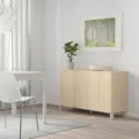 IKEA BESTÅ БЕСТО, комбинация для хранения с дверцами, Беленый витражный дуб / Лаппвикен / Стаббарп беленый витражный дуб, 120x42x74 см 292.098.29 фото thumb №6