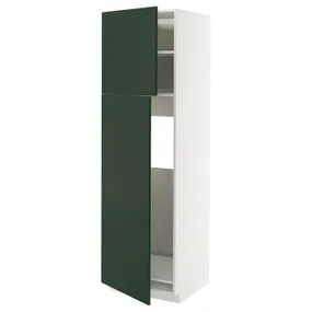 IKEA METOD МЕТОД, висока шафа для холодильника, 2 дв, білий / Хавсторп темно-зелений, 60x60x200 см 395.571.68 фото