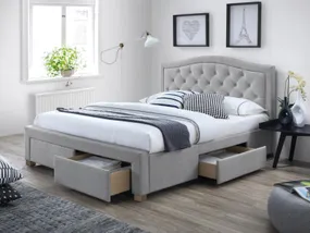 Ліжко двоспальне SIGNAL ELECTRA, 180x200 см, тканина - світло-сірий фото