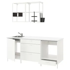 IKEA ENHET ЕНХЕТ, кухня, білий, 203x63.5x222 см 193.373.04 фото