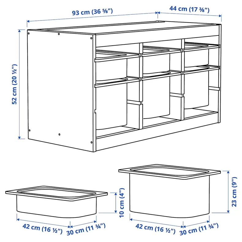 IKEA TROFAST ТРУФАСТ, комбинация д / хранения+контейнеры, Светлая сосна, окрашенная в белый / розовый цвет, 93x44x52 см 693.315.78 фото №3